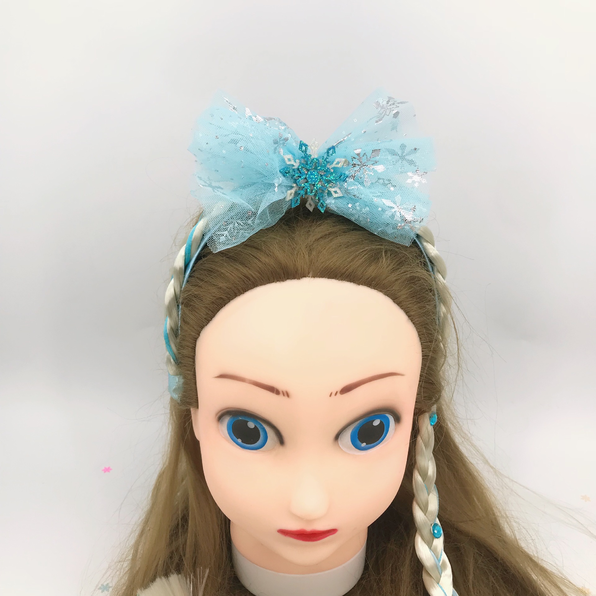 Ice and Snow Princess Elsa Wig Braid Headband Head Buckle Dream Mesh Snowflake Braid Festival Dressing Stage Hair Accessories