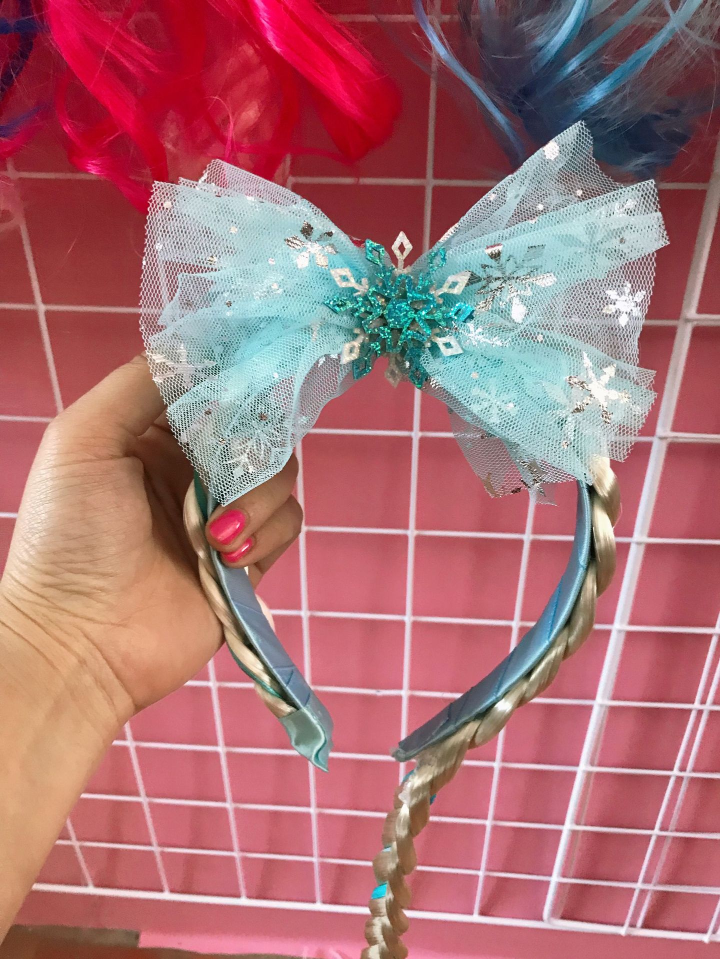 Ice and Snow Princess Elsa Wig Braid Headband Head Buckle Dream Mesh Snowflake Braid Festival Dressing Stage Hair Accessories
