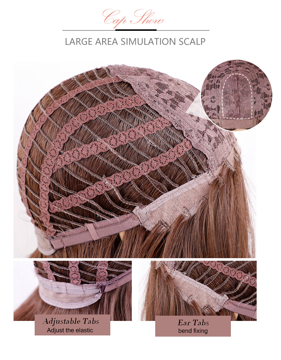 European and American Style Fashion Wig Female Brown Gradient Color Long Curly Hair Medium Wavy Curly Hair Ins Synthetic Wig Female