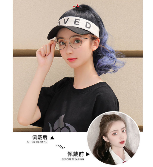 New Gradient High Ponytail False Braids Internet Celebrity Fashion Sun Hat Full-Head Wig New Gradient High Ponytail False Braids Internet Celebrity Fashion Sun Hat Full-Head Wig