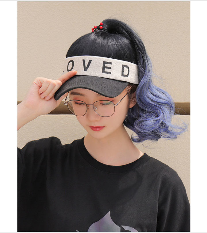 New Gradient High Ponytail False Braids Internet Celebrity Fashion Sun Hat Full-Head Wig New Gradient High Ponytail False Braids Internet Celebrity Fashion Sun Hat Full-Head Wig