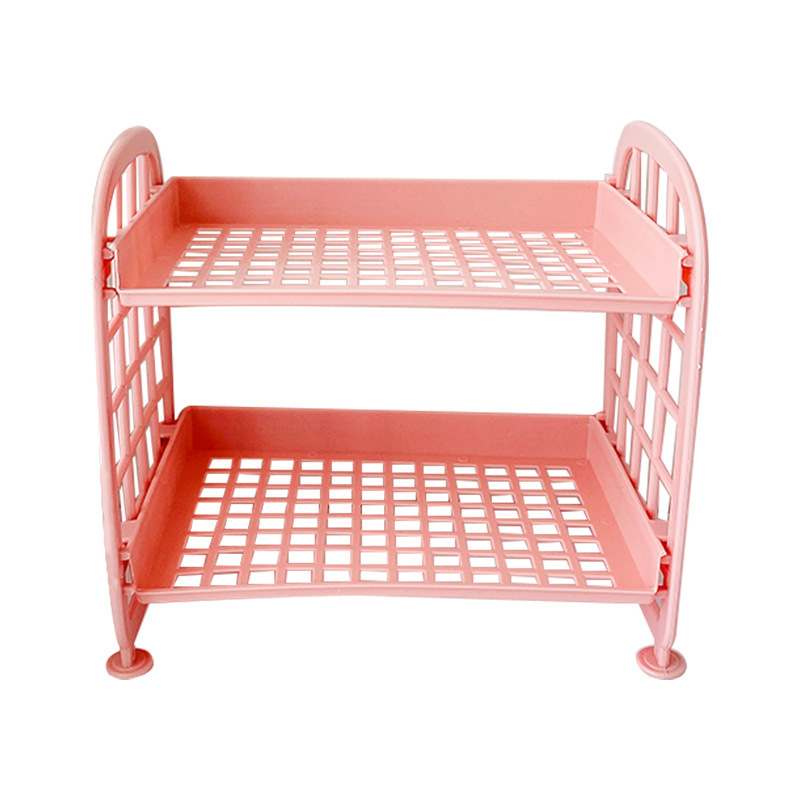 Cosmetics and Jewelry Double-Layer Folding Storage Shelf Desktop Bathroom Kitchen Shelf