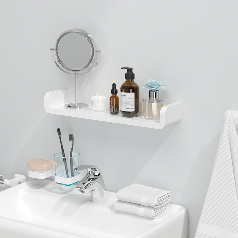 Perforation-free bathroom shelf wall rack or plastic storage shelf