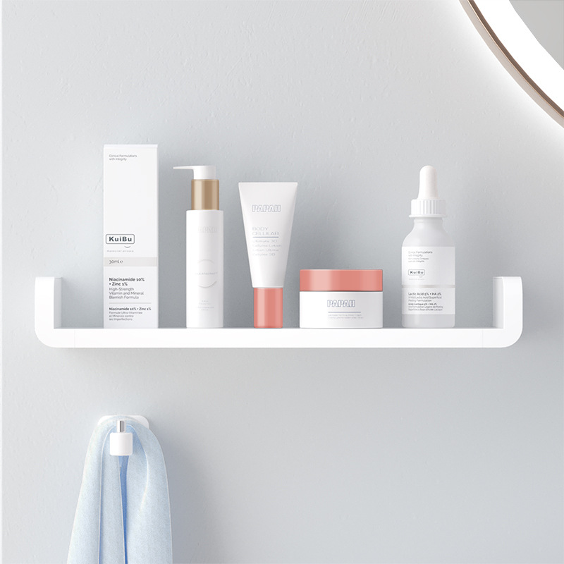 Perforation-free bathroom shelf wall rack or plastic storage shelf