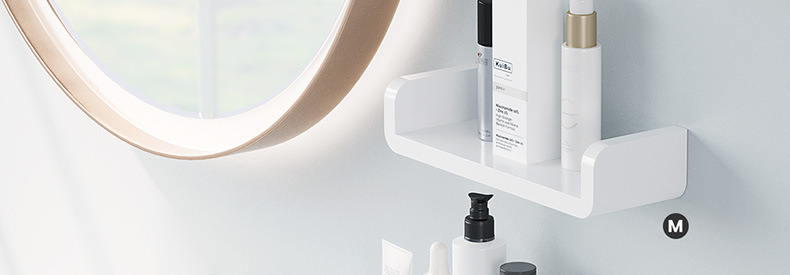 Perforation-free bathroom shelf wall rack or plastic storage shelf