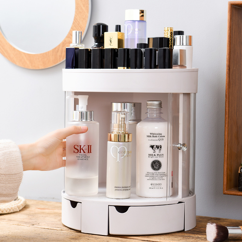 Sliding Door Cosmetic Storage Box Plastic Desktop Creativity Lipstick Shelf Bathroom Dustproof Jewelry Organizing Box