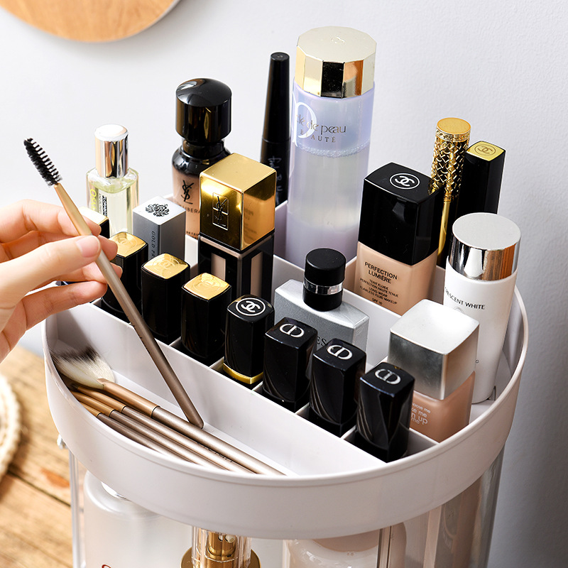 Sliding Door Cosmetic Storage Box Plastic Desktop Creativity Lipstick Shelf Bathroom Dustproof Jewelry Organizing Box