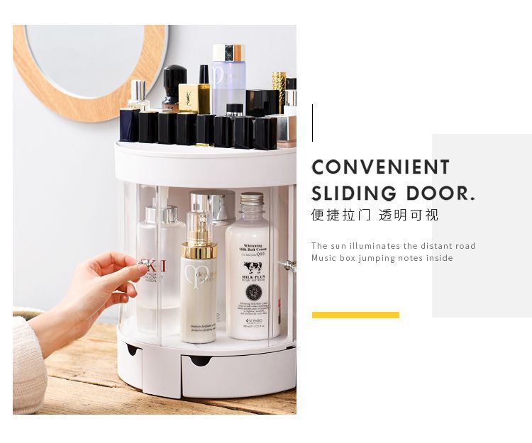 Sliding Door Cosmetic Storage Box Plastic Desktop Creativity Lipstick Shelf Bathroom Dustproof Jewelry Organizing Box