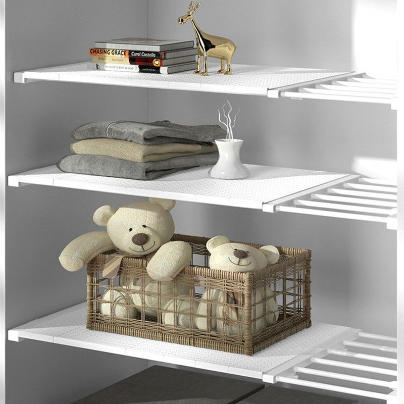 Wardrobe Storage Layered Division Plate Cabinet Nail-Free Shelf Cabinet Bathroom Partition Shelf Dormitory Retractable Organizer