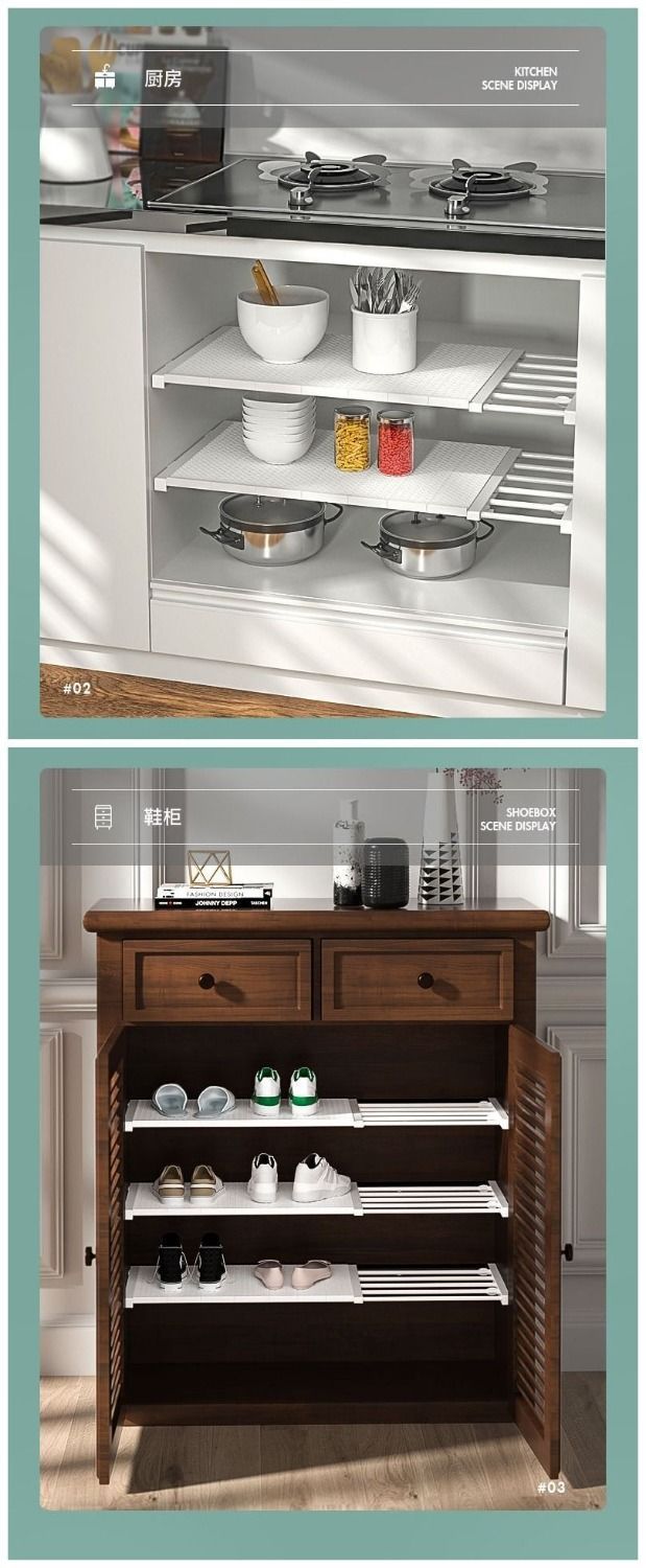 Wardrobe Storage Layered Division Plate Cabinet Nail-Free Shelf Cabinet Bathroom Partition Shelf Dormitory Retractable Organizer