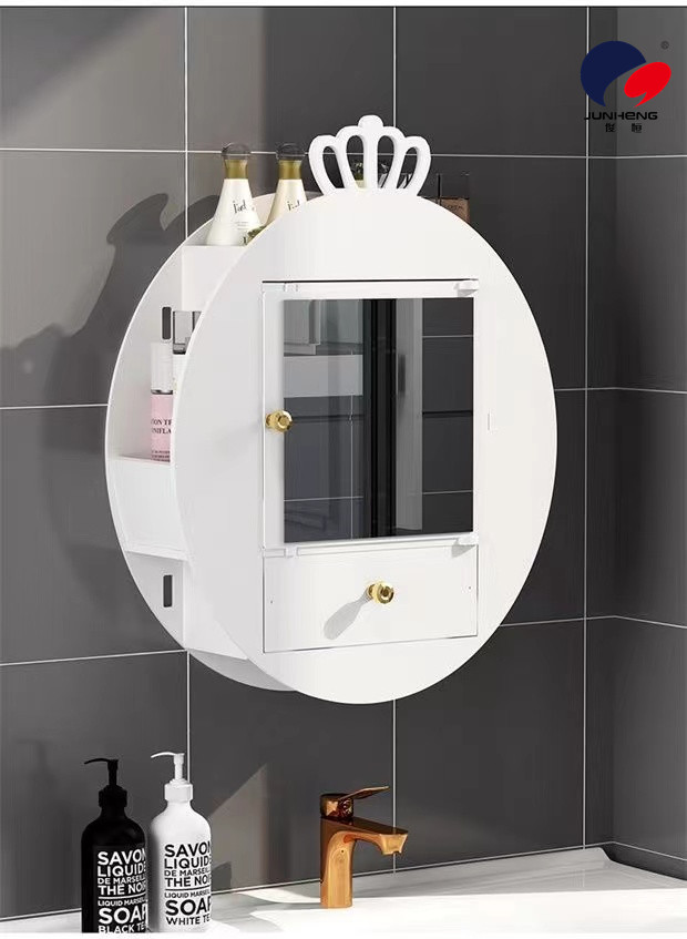 Internet Celebrity Bathroom Mirror Cabinet Bathroom Mirror Punch-Free Toilet Bathroom Bathroom Bathroom Washstand with Shelf Wall-Mounted