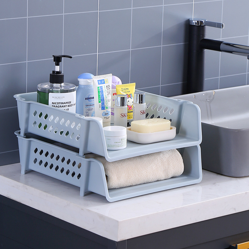 Office Desktop A4 File Box Home Bathroom Bathroom Storage Rack Stackable Layered Plastic File Shelf