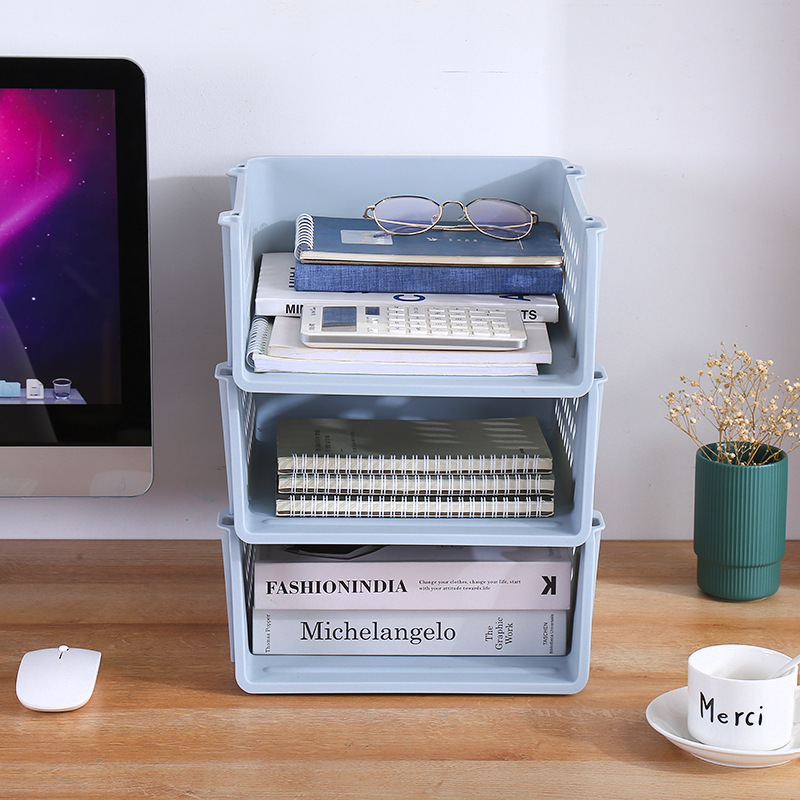 Office Desktop A4 File Box Home Bathroom Bathroom Storage Rack Stackable Layered Plastic File Shelf