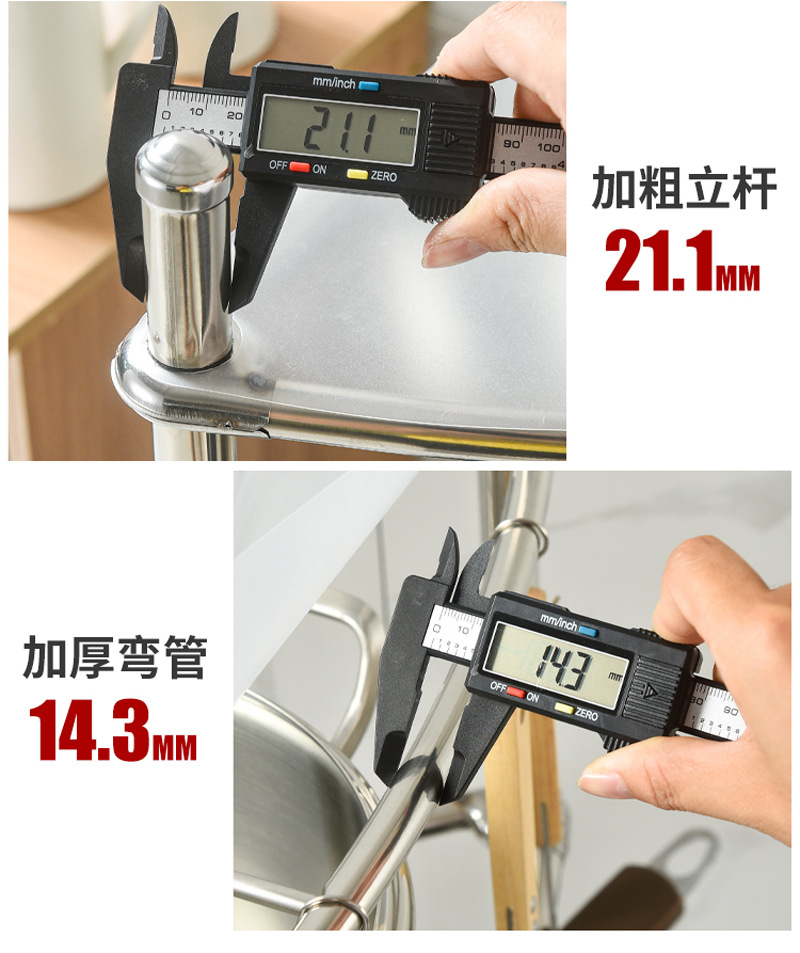 Kitchen Shelf Floor Multi-Layer Stainless Steel Triangle Storage Rack Pot Rack Bathroom Household Washbasin Stand Factory Direct Supply