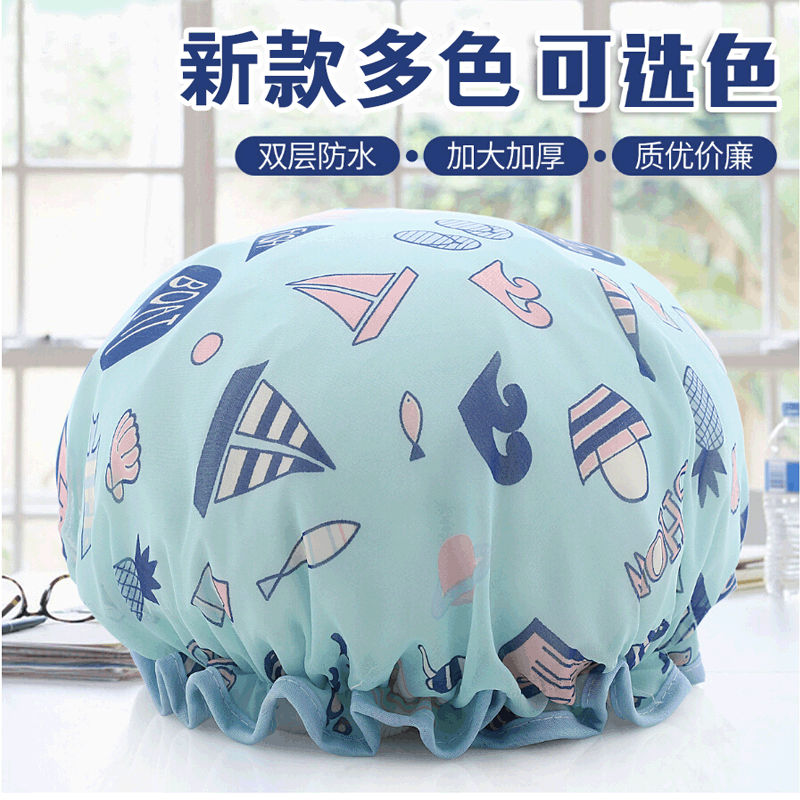 Cartoon Waterproof Shower Cap for Women Adult DoubleLayer Printing Bath Cute Satin Beauty Cap Shampoo Cap Shower Cap