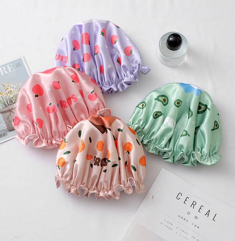 Cartoon Waterproof Shower Cap for Women Adult DoubleLayer Printing Bath Cute Satin Beauty Cap Shampoo Cap Shower Cap Cartoon Waterproof Shower Cap for Women Adult DoubleLayer Printing Bath Cute Satin Beauty Cap Shampoo Cap Shower Cap
