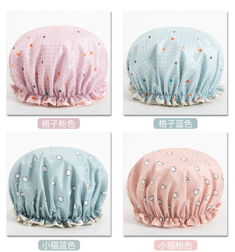 Cartoon Waterproof Shower Cap for Women Adult DoubleLayer Printing Bath Cute Satin Beauty Cap Shampoo Cap Shower Cap Cartoon Waterproof Shower Cap for Women Adult DoubleLayer Printing Bath Cute Satin Beauty Cap Shampoo Cap Shower Cap