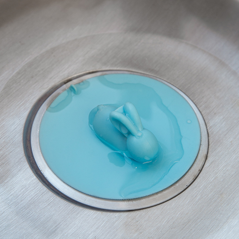 Adorable Rabbit Floor Drain Deodorant Cover round Large Silicone Floor Drain Sink Cover Bathroom Sewer Deodorant Insect Proof Cover