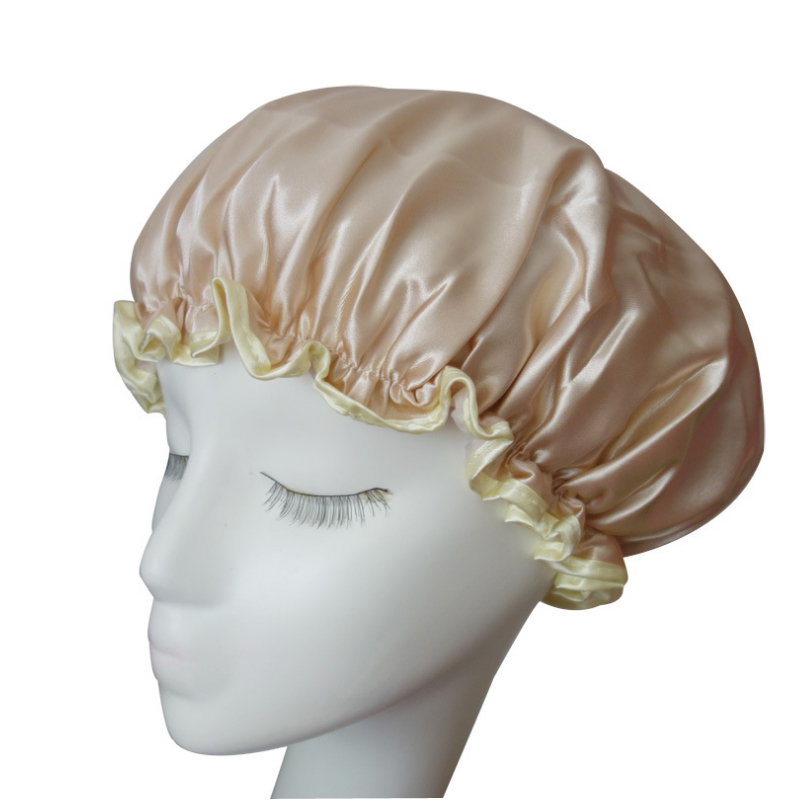 Double layer thickened waterproof satin shower cap wash cap shampoo kitchen anti-fog hat hat