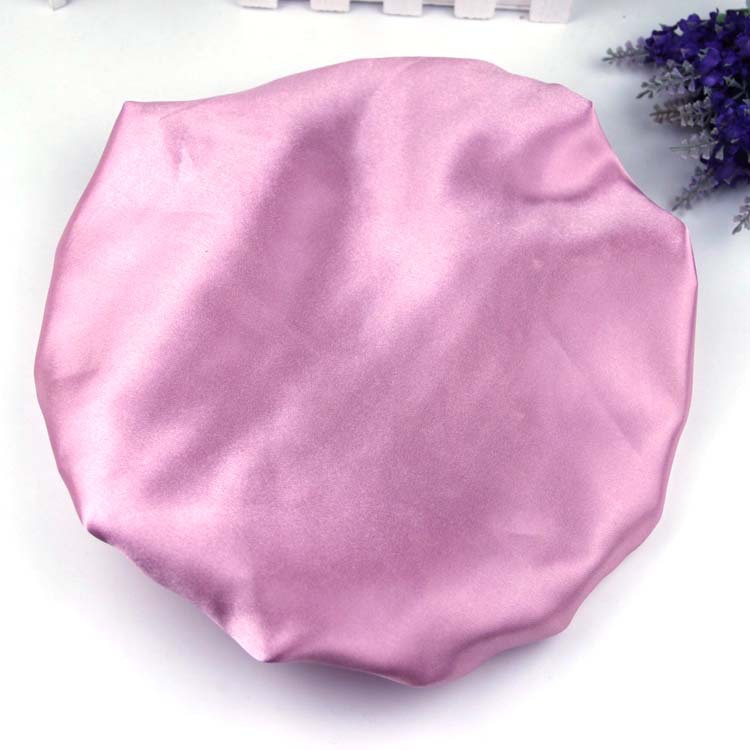Double layer thickened waterproof satin shower cap wash cap shampoo kitchen anti-fog hat hat