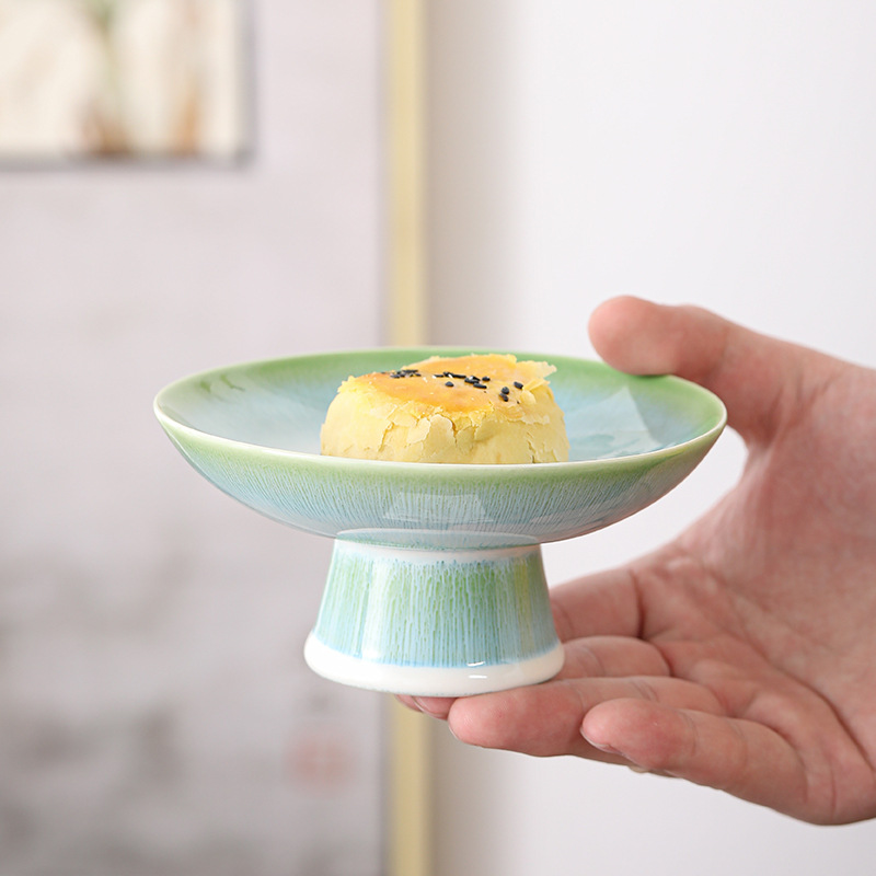 Seven Color Small Number High Base Tea Cake Tray Nut Cake Snack Plate Creative Ornaments Hotel Snack Plate Snack Plate