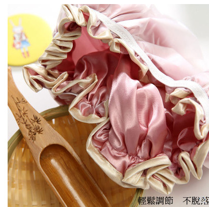 Waterproof shower cap double thickened adult satin shower cap anti-lampblack and anti-dust
