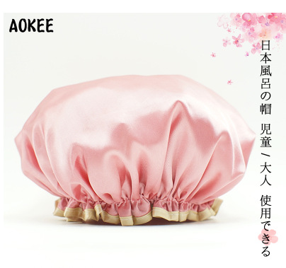 Waterproof shower cap double thickened adult satin shower cap anti-lampblack and anti-dust