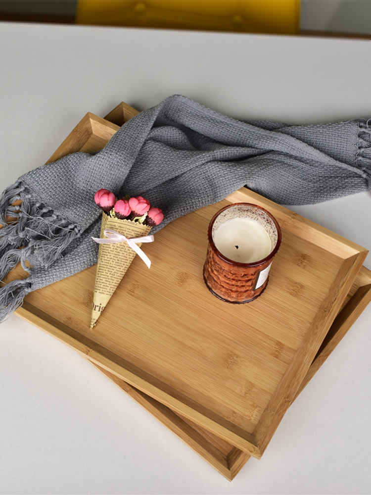 Bamboo Wooden Tray Wooden Plate Rectangular Bamboo Tray Wooden Tray Disc Tea Tray Barbecue Snack Cake Wood Dish