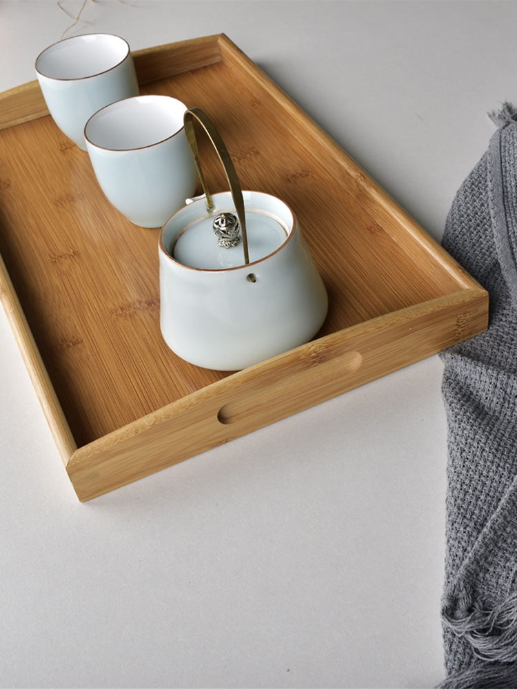 Bamboo Wooden Tray Wooden Plate Rectangular Bamboo Tray Wooden Tray Disc Tea Tray Barbecue Snack Cake Wood Dish