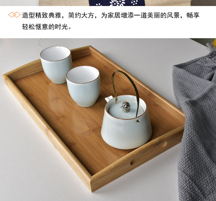 Bamboo Wooden Tray Wooden Plate Rectangular Bamboo Tray Wooden Tray Disc Tea Tray Barbecue Snack Cake Wood Dish
