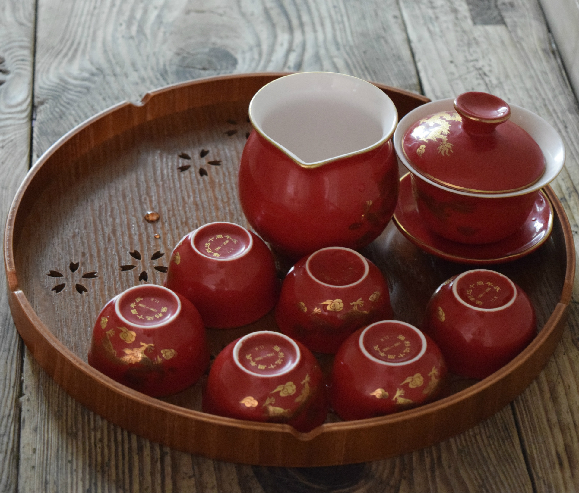 Cherry Blossom Hollow Wood Dish Tea Tray Solid Wood Fruit Dish Hotel Supplies Tray Plate Cherry Blossom Hollow Wood Dish Tea Tray Solid Wood Fruit Dish Hotel Supplies Tray Plate