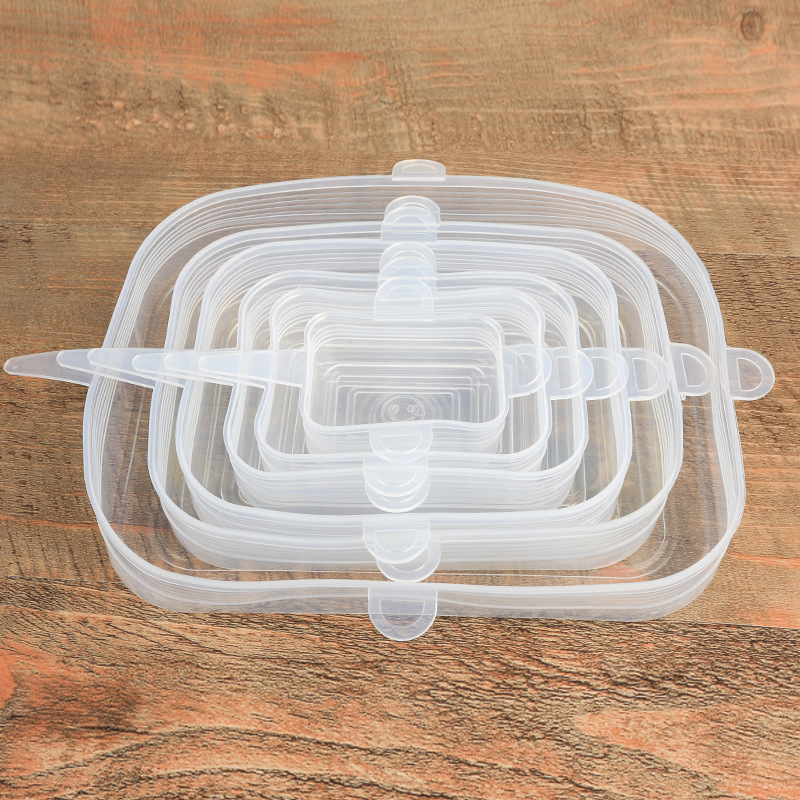 Square silica gel six-piece fresh keeping cover Stretch bowl Cover Microwave sealed plastic wrap convenient Cover