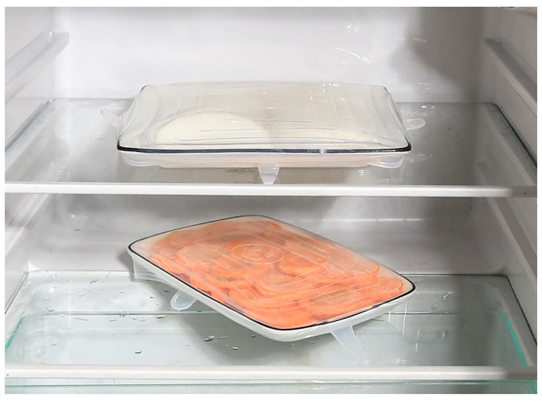 Square silica gel six-piece fresh keeping cover Stretch bowl Cover Microwave sealed plastic wrap convenient Cover