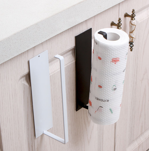 Kitchen Roll Tissue Holder Punch-Free Hook Cabinet Plastic Wrap Storage Ideas Lazy Disposable Rag Rack