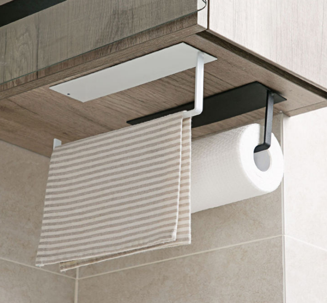 Kitchen Roll Tissue Holder Punch-Free Hook Cabinet Plastic Wrap Storage Ideas Lazy Disposable Rag Rack