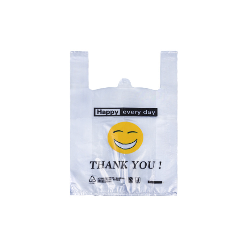 Transparent Plastic Bag Smiley Bag Wholesale Takeaway Packing Bag Plastic Wrap Packaging Bag Flat Bag Supermarket Bag
