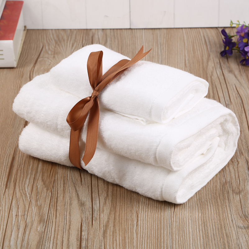 Solid Color 1 plus 1 with Bath Towel Towel Set Pure Cotton Strong Absorbent