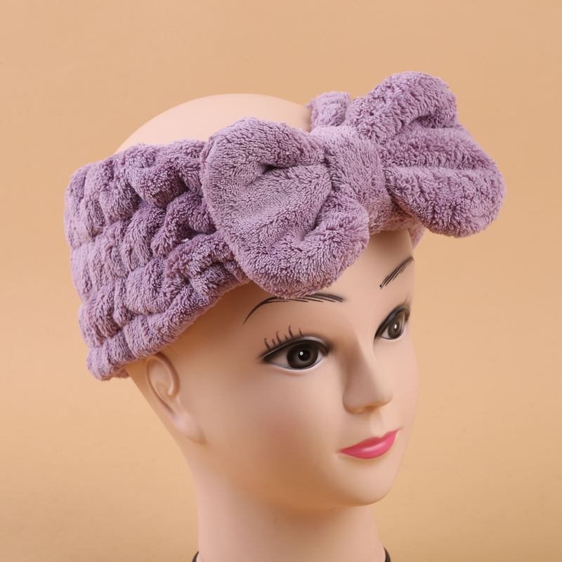Bow Decoration Solid Color Confinement Head Cover Crown Towel Bath Headband Bath Towel with Multi-Color Maternal Headscarf