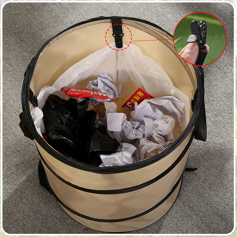 New Garden Folding Trash Can Large Garden Portable Trash Can Double-Layer Camping Garbage Bag Outdoor