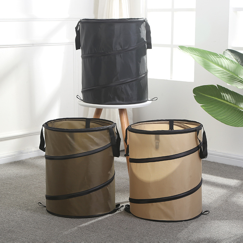 New Garden Folding Trash Can Large Garden Portable Trash Can Double-Layer Camping Garbage Bag Outdoor