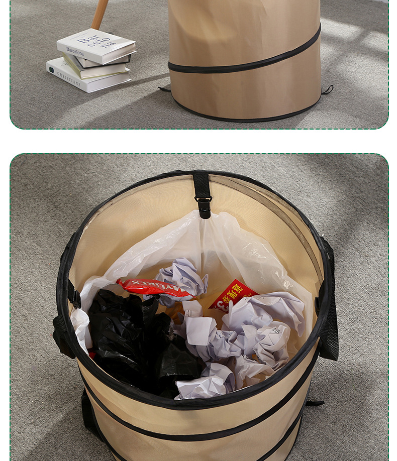 New Garden Folding Trash Can Large Garden Portable Trash Can Double-Layer Camping Garbage Bag Outdoor