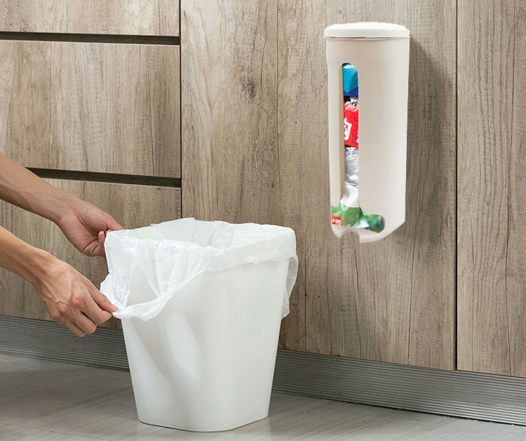 Garbage Bag Storage Box Kitchen Convenient Plastic Bag Collector Bag Storage Box Wall-Mounted Removable Plastic Bag Storage