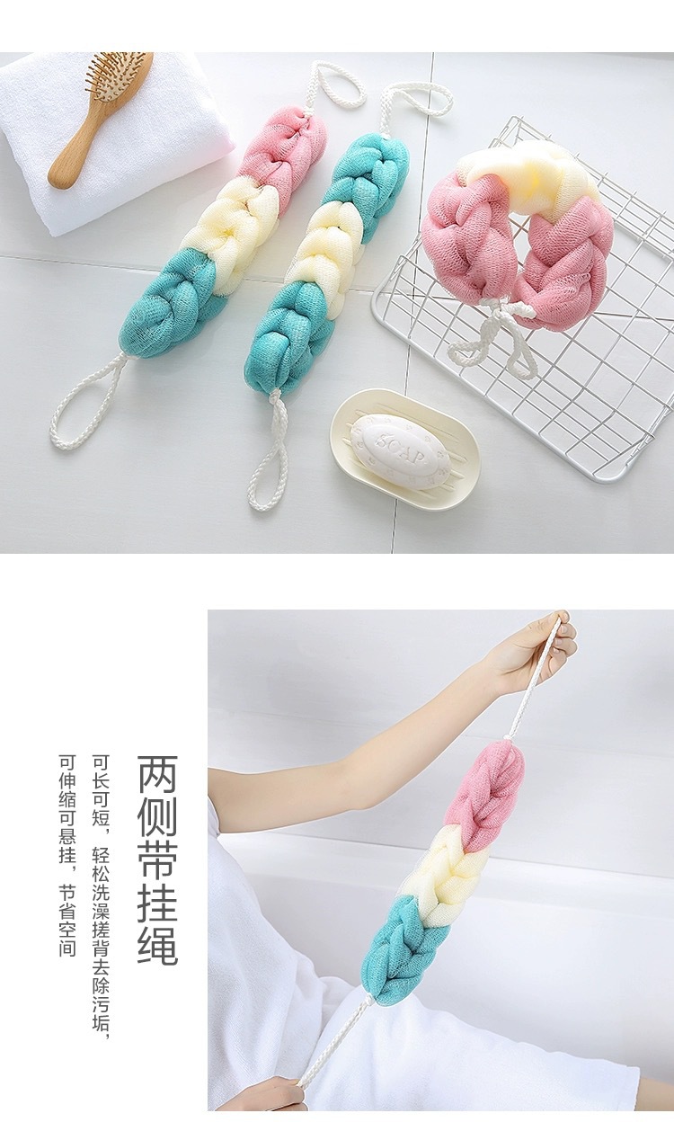 Junmei Three-Color Strip Adult Back Rubbings Strip Bath Towel Back Rub Strong Cleaning Bath Towel Factory Direct Sales