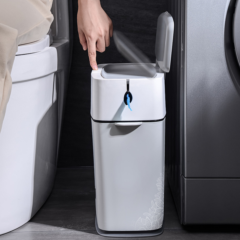 New Automatic Packaging Trash Can with Garbage Bag Pull-out Trash Can Drew-String Bag Home Living Room Creative with Cover