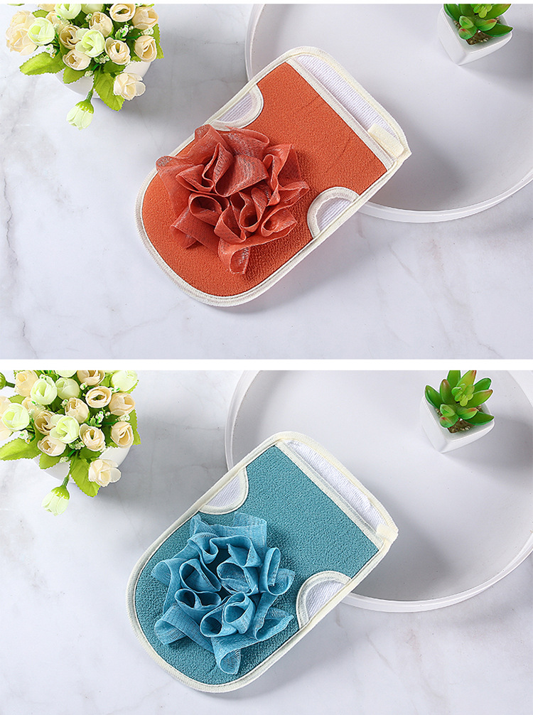 Bath Towel Set Adult Bath Gadget Double Strap Back Rub Loofah Thickened Open Finger Bath Towel Generation Hair