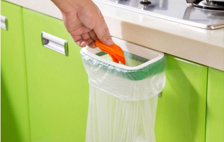 Anti-off Design Cabinet Garbage Rack Garbage Bag Storage Box Hanging Trash Rack