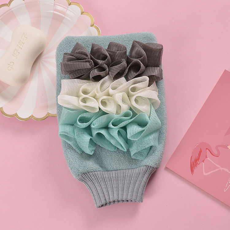 Household Double-Sided Bath Gloves Bath Products Bath Towel Bath Towel Adult Mesh Sponge Strong Dusting Rubbing Mud