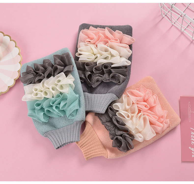 Household Double-Sided Bath Gloves Bath Products Bath Towel Bath Towel Adult Mesh Sponge Strong Dusting Rubbing Mud