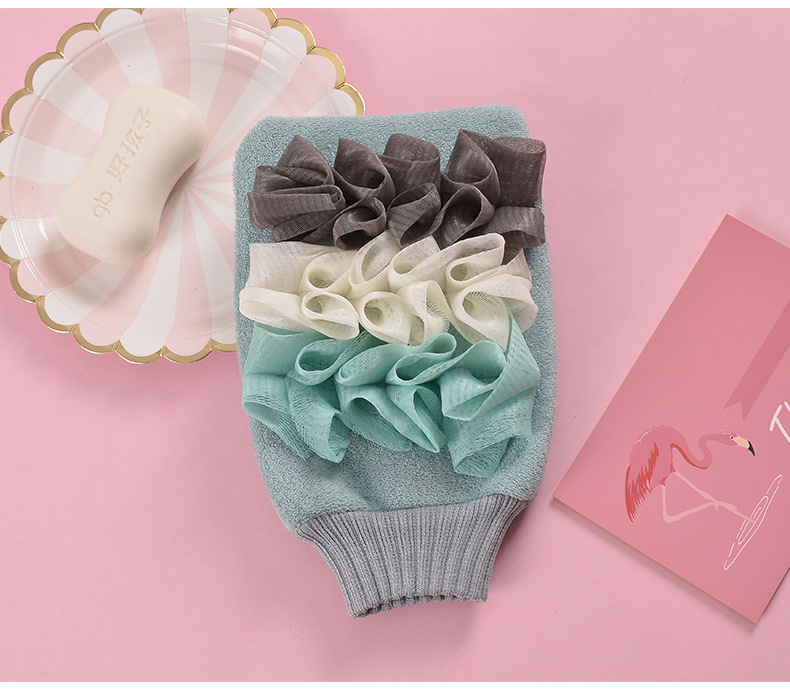 Household Double-Sided Bath Gloves Bath Products Bath Towel Bath Towel Adult Mesh Sponge Strong Dusting Rubbing Mud