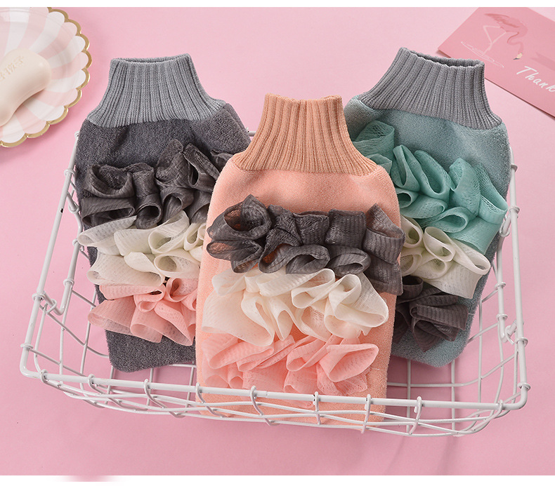 Household Double-Sided Bath Gloves Bath Products Bath Towel Bath Towel Adult Mesh Sponge Strong Dusting Rubbing Mud